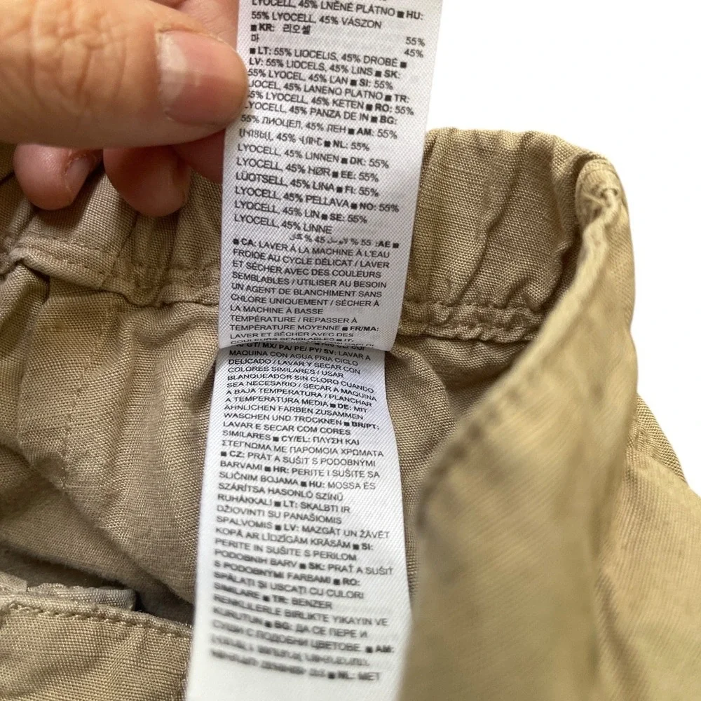 Banana Republic Khaki Linen‎ Blend Elastic Waist Pants M